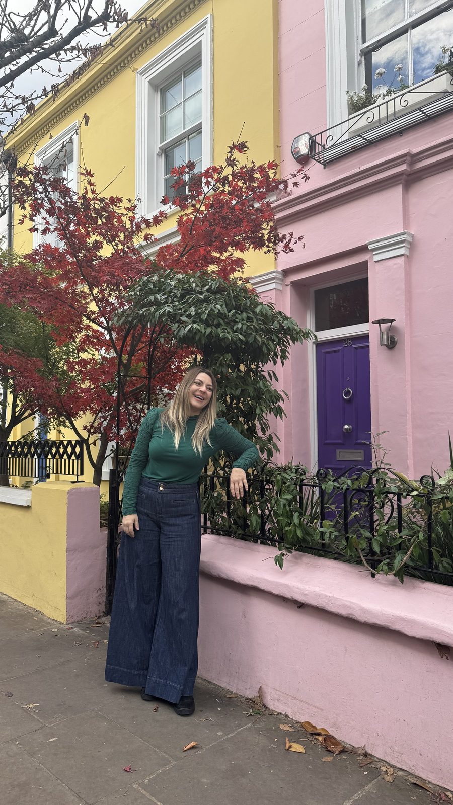 Delfina on a pink London street